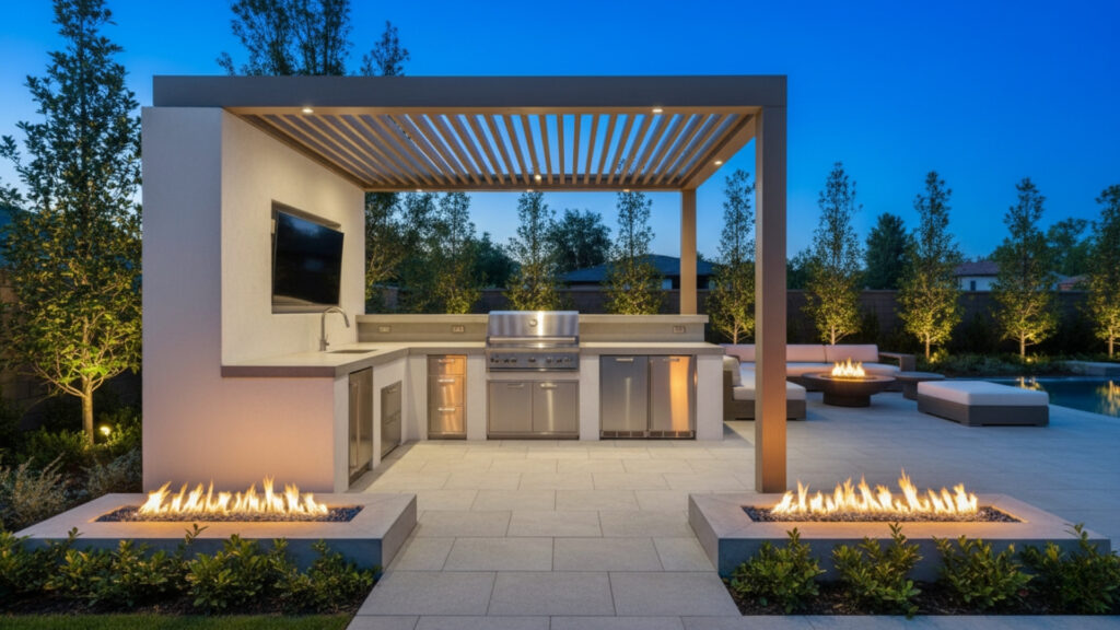 Modern Outdoor Kitchen Ideas with Sleek and Minimal Design Style