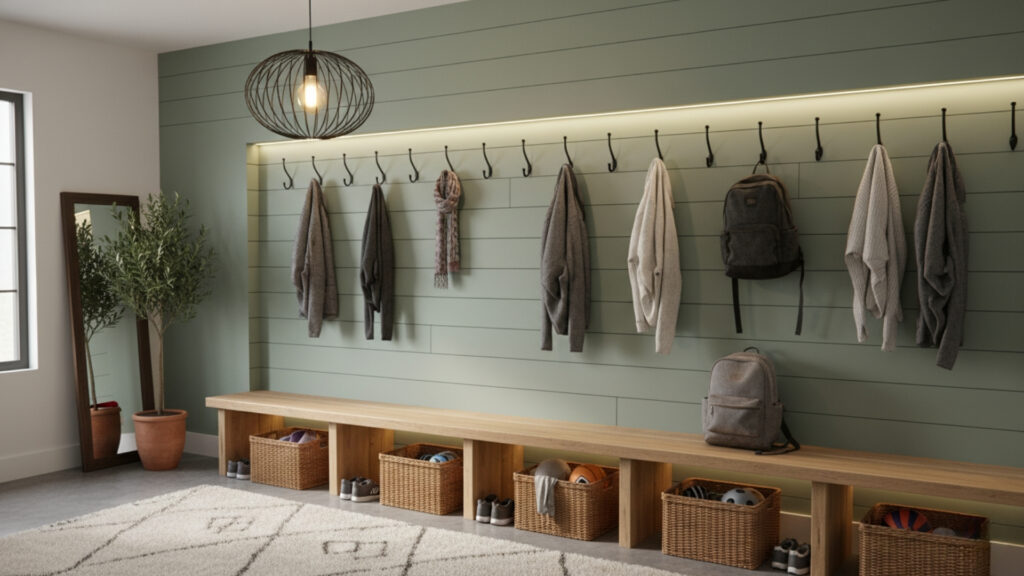 Mudroom Bench with Hooks Ideas for Complete Entryway Storage