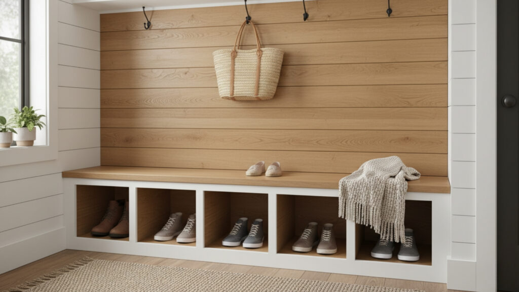 Mudroom Bench with Shoe Storage Ideas for Clutter Free Entryway