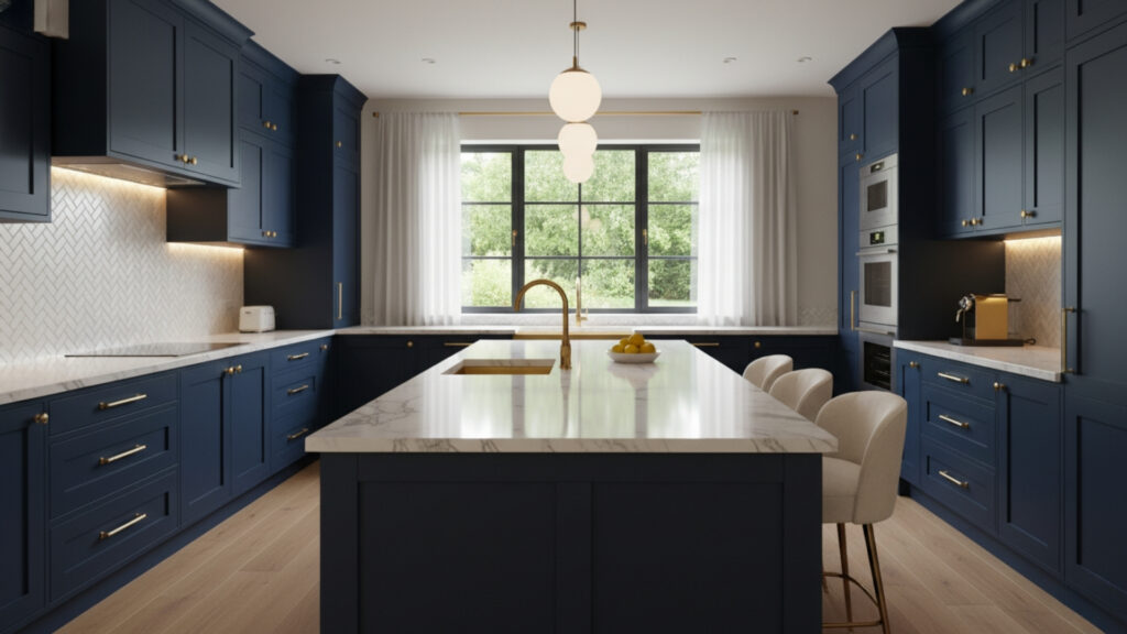 Navy Blue Kitchen Cabinets Ideas for Bold and Luxurious Style