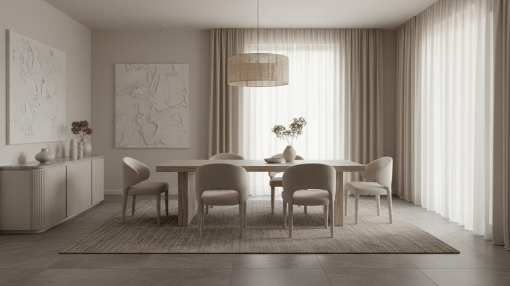 Neutral Color Palette for Sophisticated Modern Dining Space