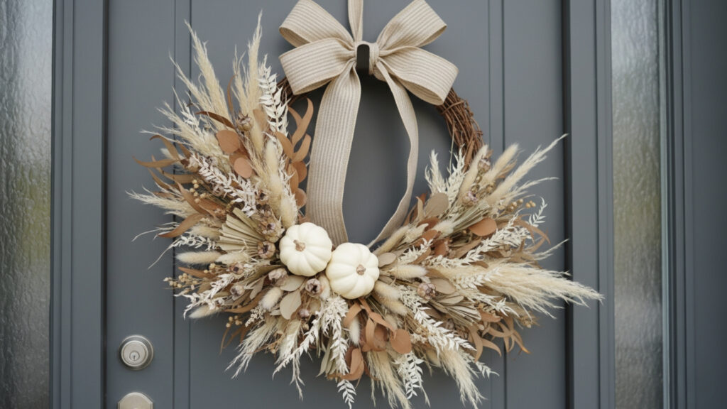 Neutral Tone Elegant Fall Wreath Ideas for Modern Decor