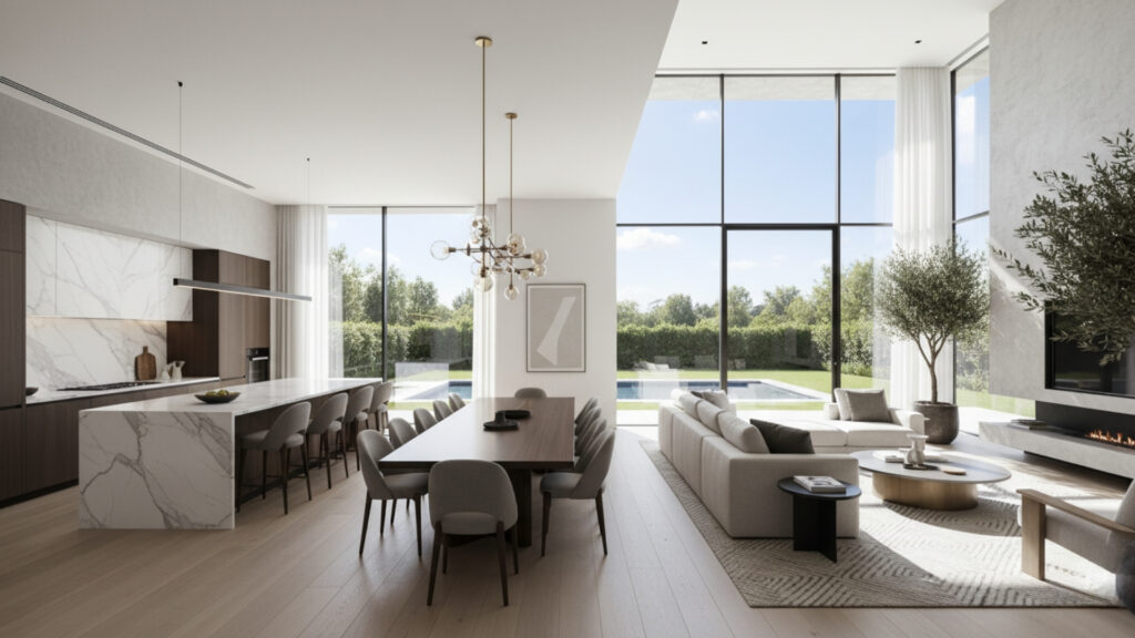 Open Concept Dining Layout for Modern Spacious Interior Flow