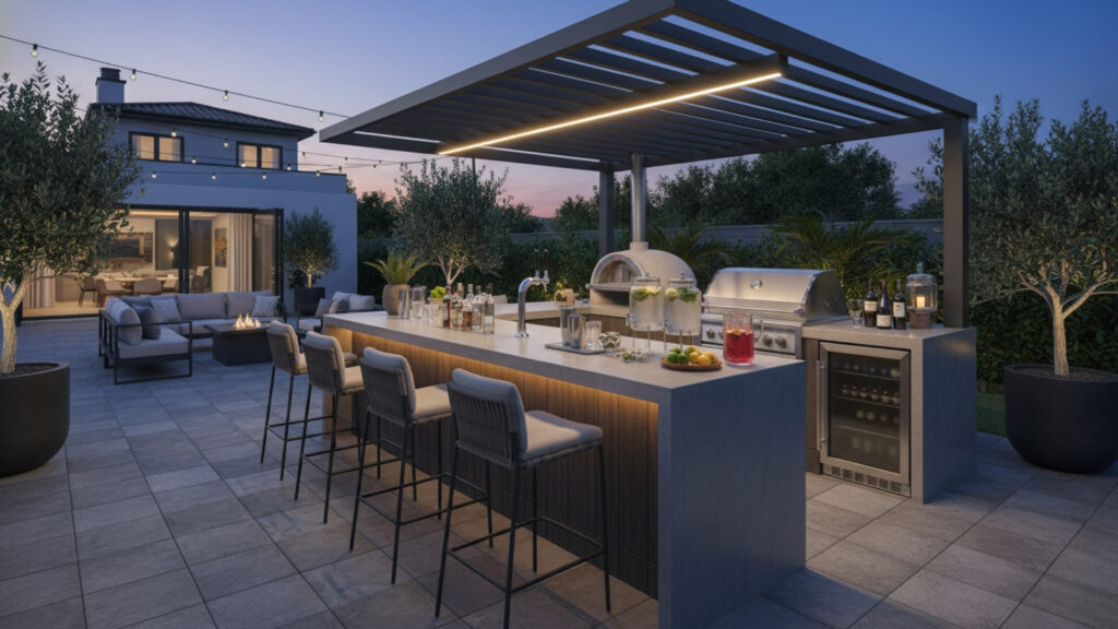 Outdoor Bar Counter Setup for Entertaining Guests in Style