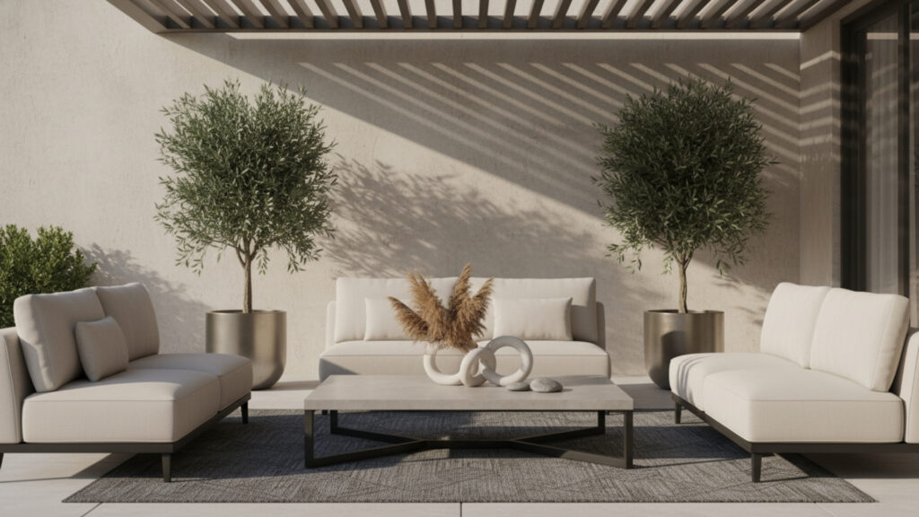 outdoor coffee table decor for functional patio centerpiece design