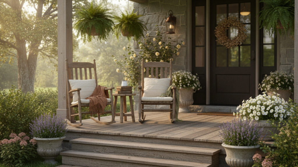 Outdoor Rocking Chair Decor for Cozy Front Porch Seating Area