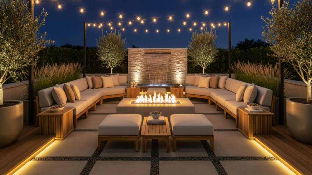 Outdoor Sectional Sofas for Modern Fire Pit Lounge Area