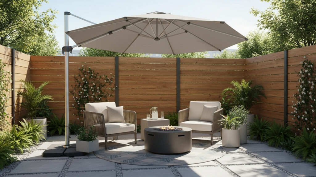 Outdoor Shade Umbrella Decor for Comfortable Backyard Relaxation Area