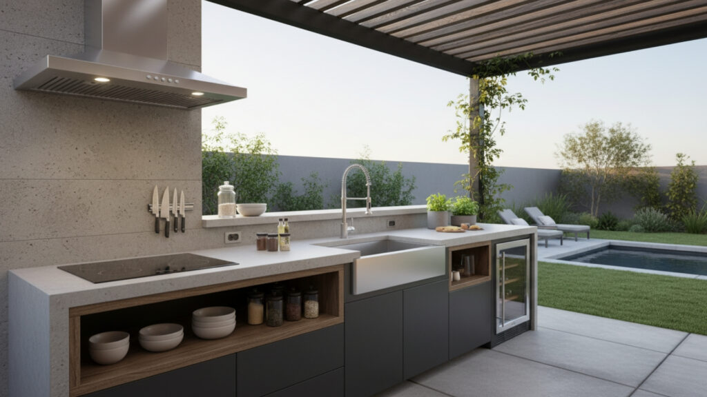 Outdoor Sink and Prep Station for Convenient Cooking Workflow