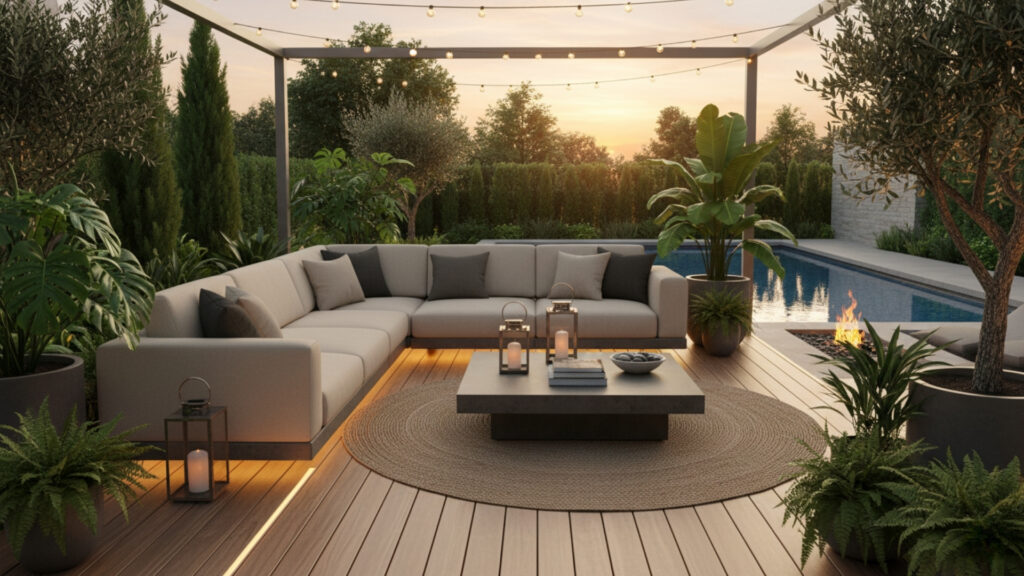 Outdoor Sofa Seating Setup for Comfortable Backyard Relaxation Zone