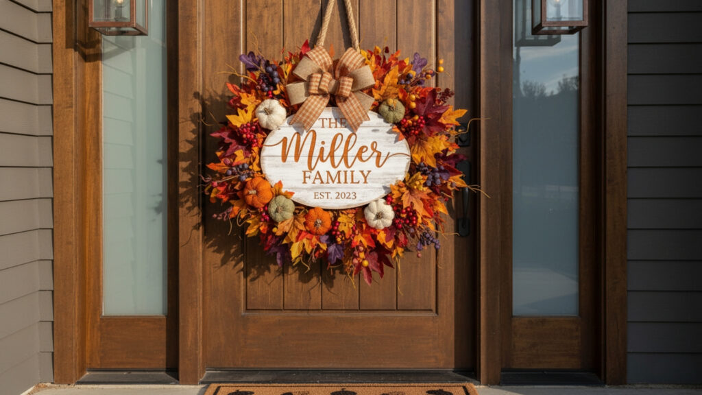 Personalized Family Name Fall Door Hangers for Unique Entryways