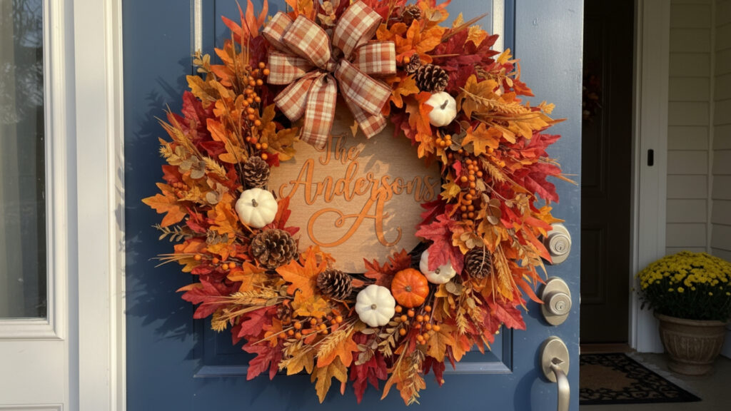 Personalized Name Fall Wreath Ideas for Front Doors