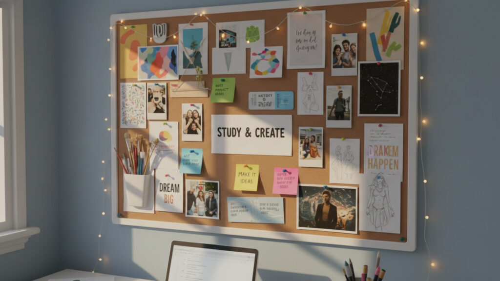 Pinboard or Corkboard Wall for Creative Display and Planning