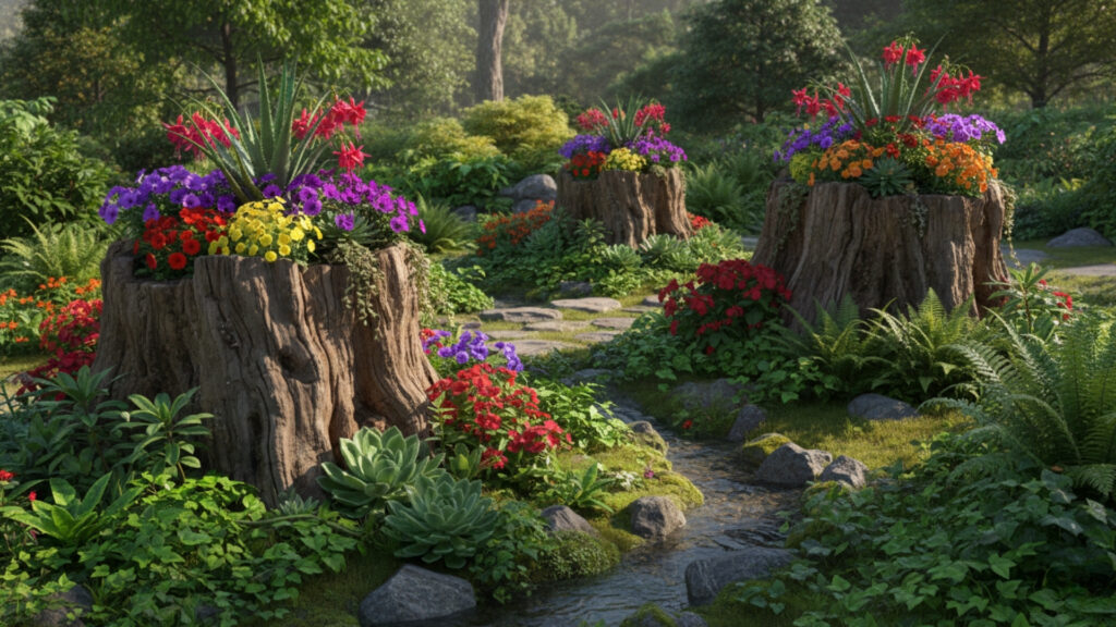 Planter Tree Stumps for a Natural Garden Accent