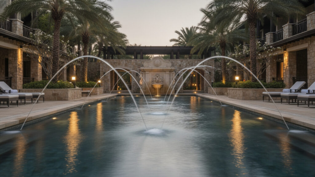 Pool Water Fountain Decor for Relaxing Sound and Motion Effect