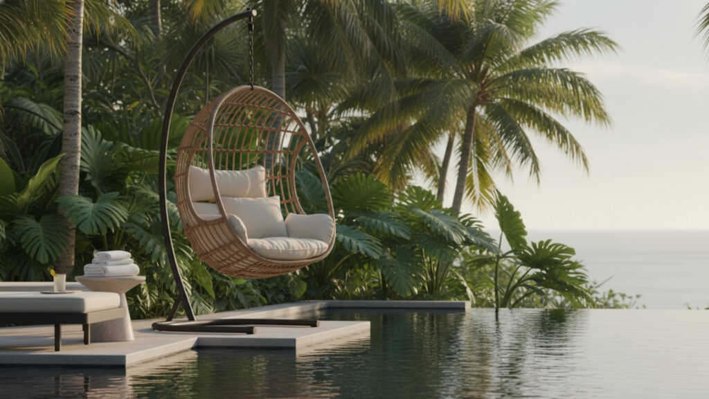 Poolside Hanging Chair Decor for Cozy Swing Relaxation Zone