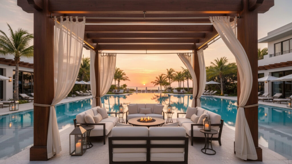 Poolside Pergola Decor for Elegant Outdoor Shade Structure