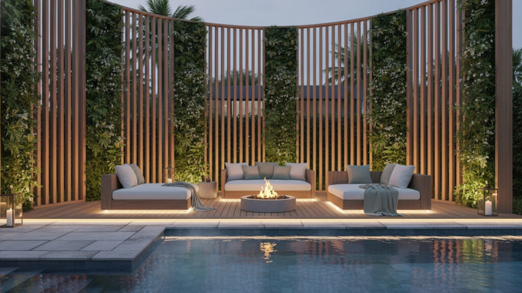 Poolside Privacy Screen Decor for Stylish Secluded Relaxation Space