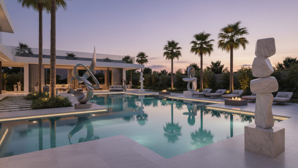 Poolside Sculptures Decor for Artistic Outdoor Statement Look