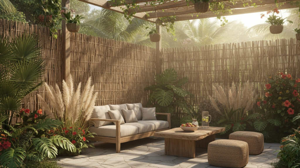 Reed or Grass Fences for Lightweight Natural Screening