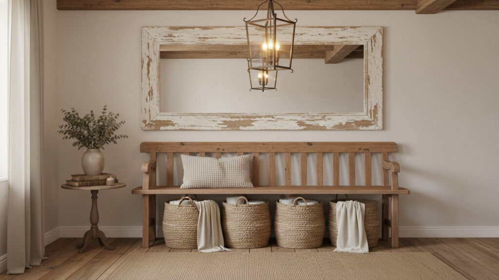 Rustic Entryway Mirror Ideas for Warm Farmhouse Entrance Charm
