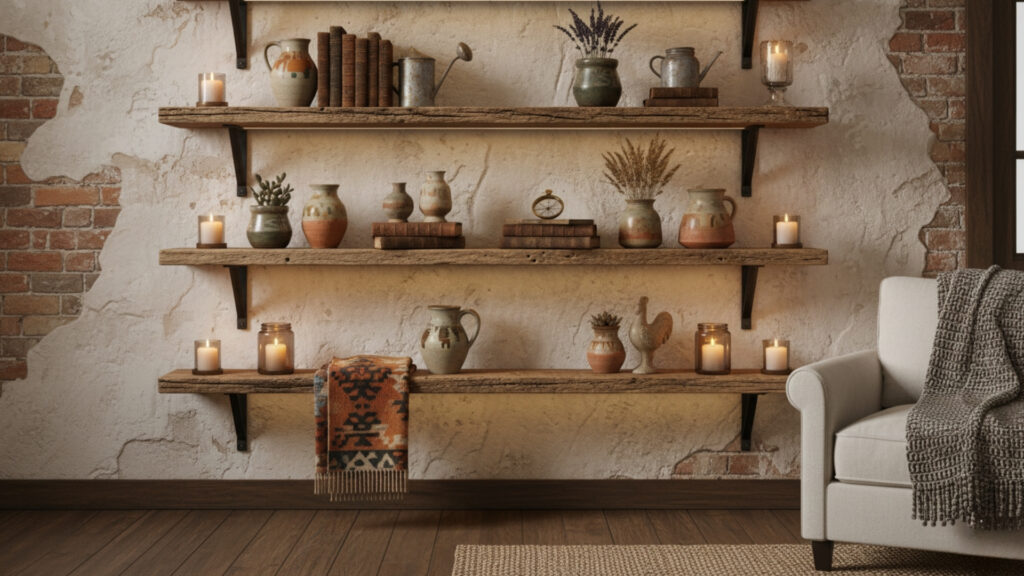 Rustic Floating Shelf Decor Ideas for Cozy Country-Style Interiors