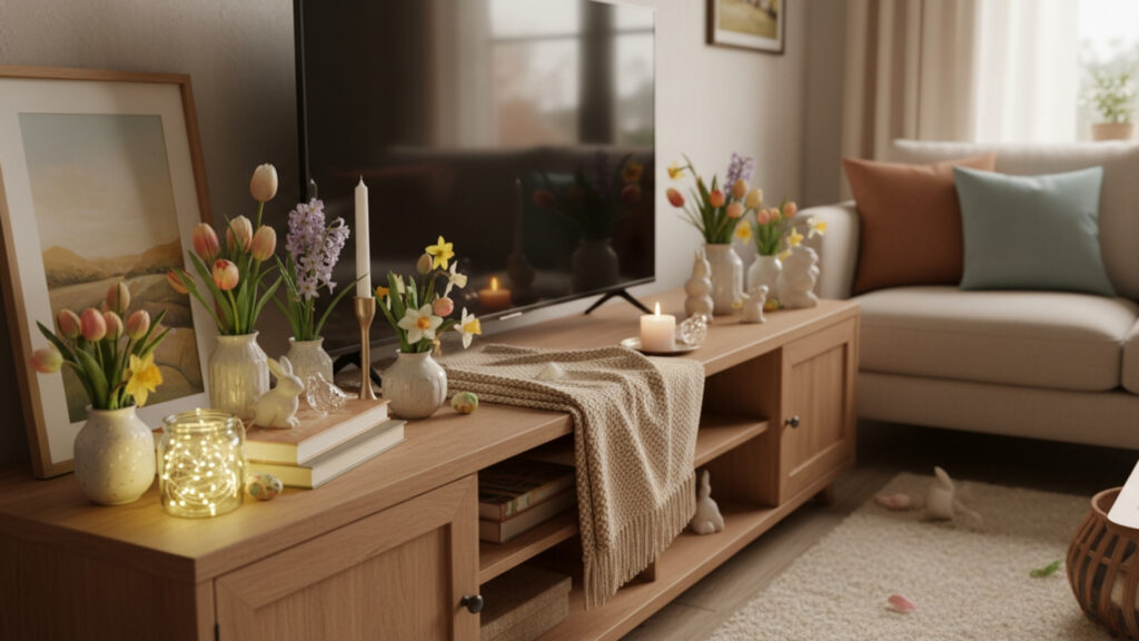 Seasonal Decor Accents for TV Stand