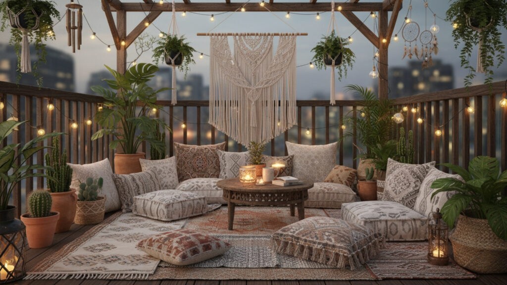 Small Balcony Boho Style Design Ideas for Cozy Artistic Outdoor Look