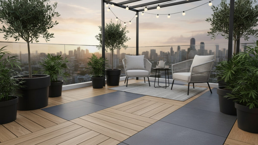 Small Balcony Floor Design Ideas for Stylish and Comfortable Base Look