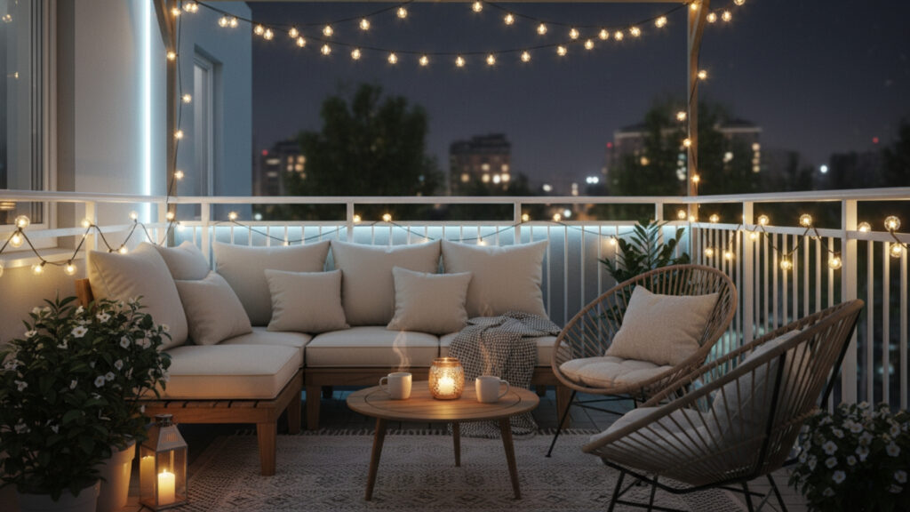 Small Balcony Lighting Ideas for Cozy Evening Ambience Effect