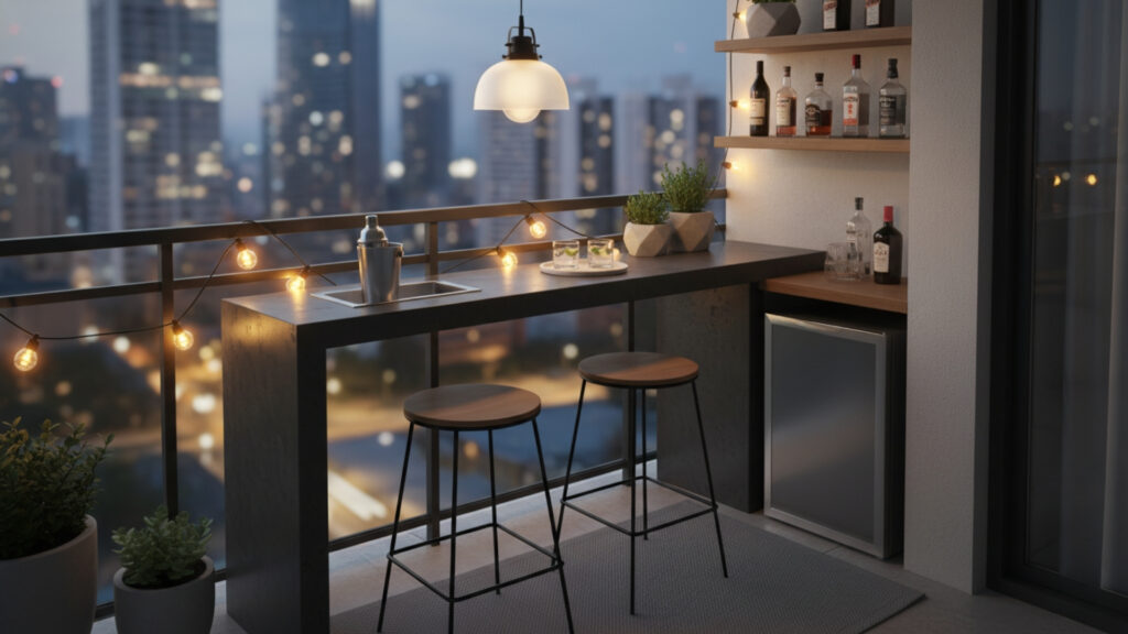 Small Balcony Mini Bar Setup Ideas for Compact Entertainment Space