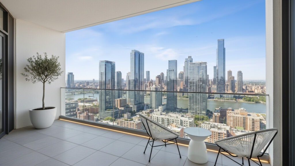 Small Balcony Transparent Railing Ideas for Open Spacious View Effect