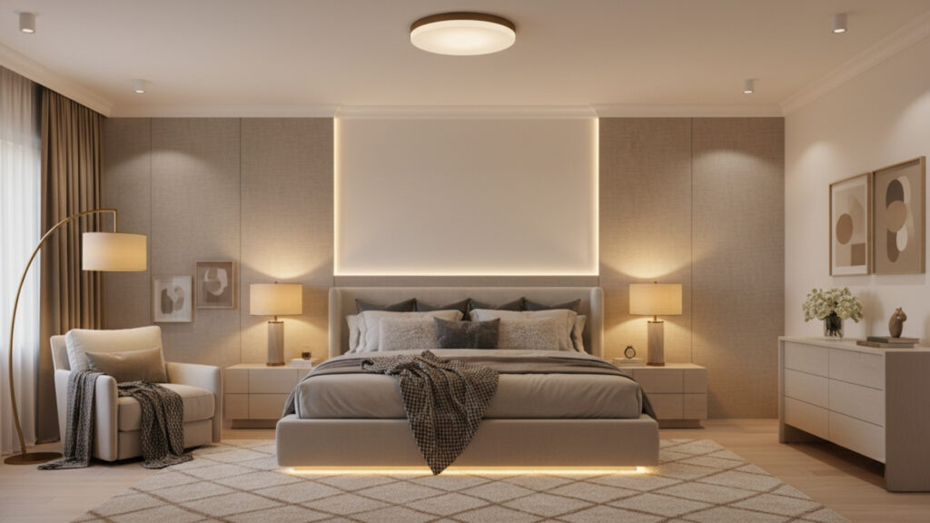 Soft Area Lighting Layers for Depth and Relaxing Bedroom Mood