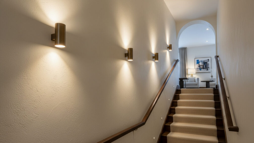 staircase wall lighting ideas for highlighting decor elements