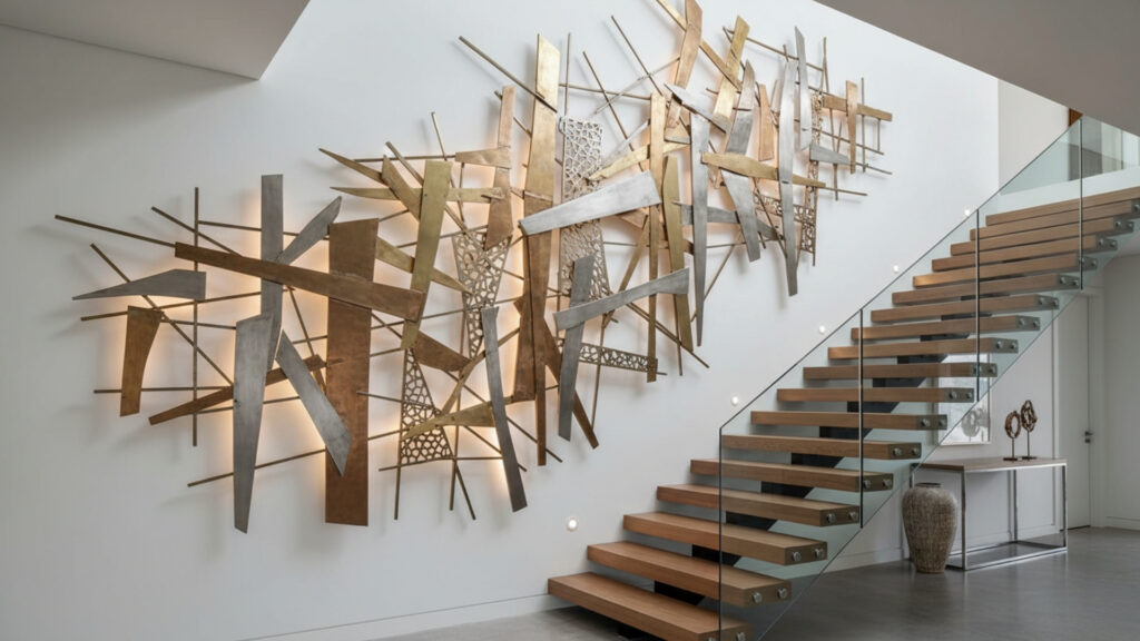 staircase wall metal art decor for modern and artistic appeal