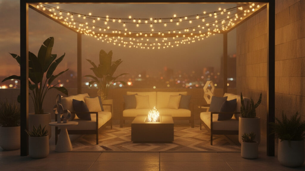 string light decor for cozy and magical patio ambience setup