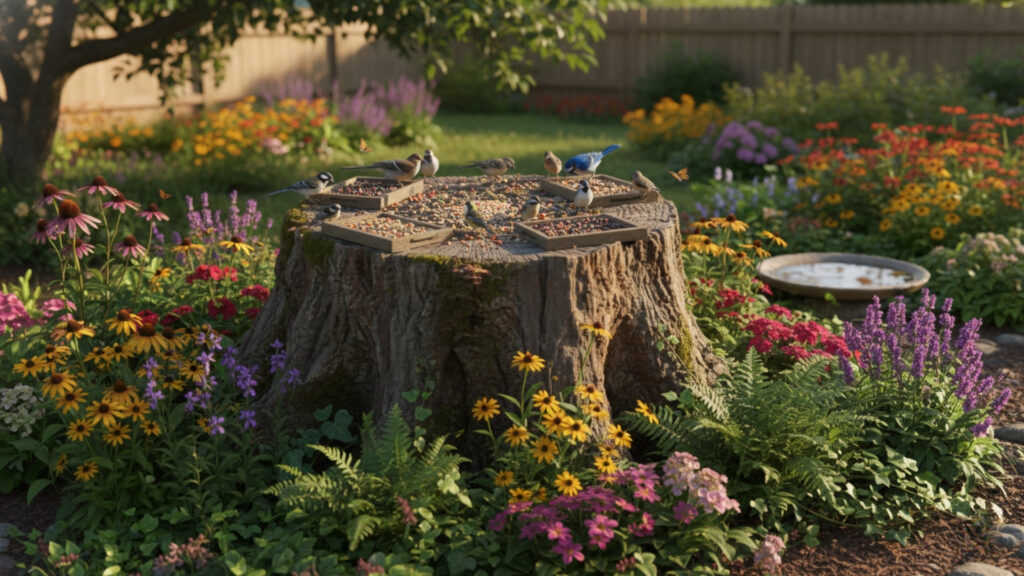 Stump Bird Feeders for Wildlife-Friendly Gardens