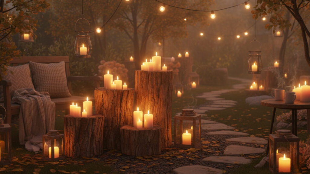 stump candle holders for cozy evening ambiance