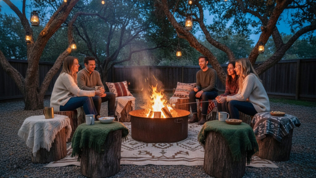 Stump Fire Pit Surrounds for Rustic Outdoor Gatherings