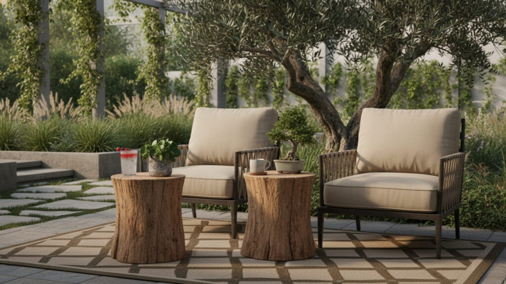 Tree Stump Side Tables for Functional Outdoor Decor