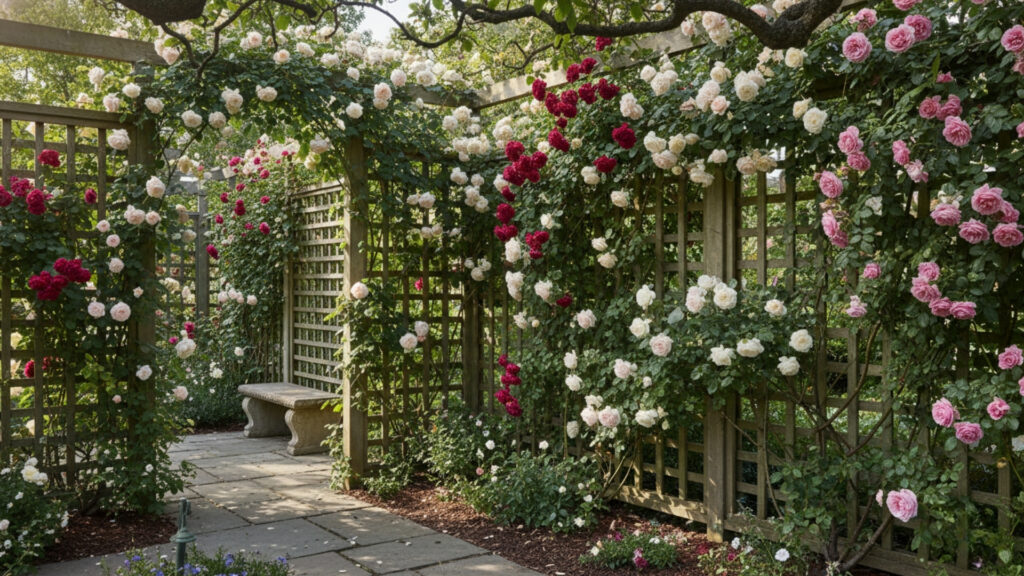 Trellis Fences with Climbing Plants for Soft Privacy