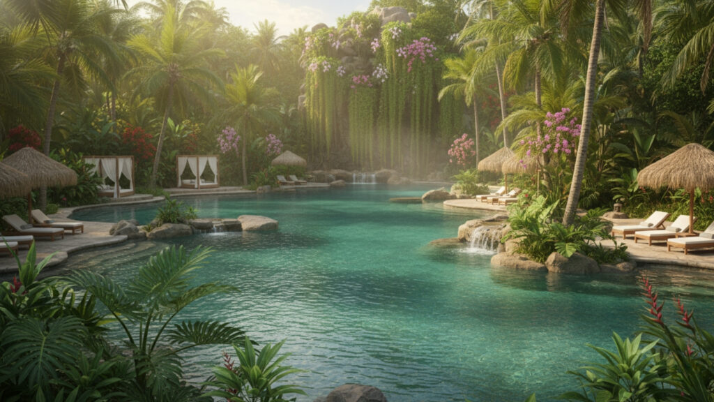 Tropical Pool Area Plants for Natural Greenery Ambience Setup