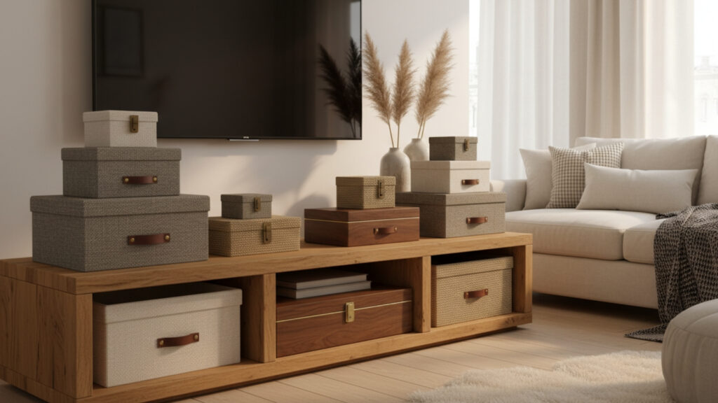 TV Stand Decorative Boxes for Hidden Organization