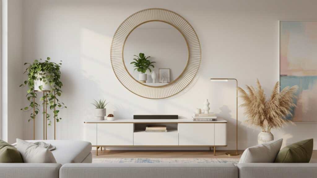 TV Stand Mirrors to Create Depth and Light