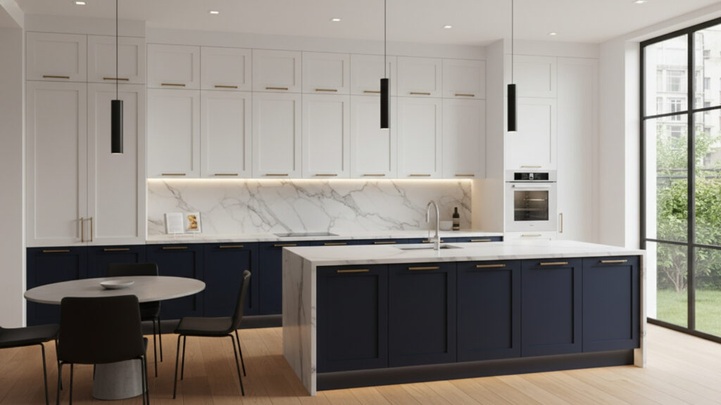 Two Tone Blue Kitchen Cabinets Ideas for Dynamic Stylish Design