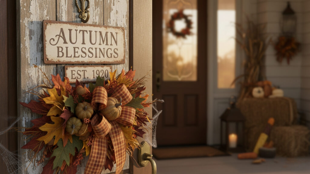 Vintage-Inspired Fall Door Hangers with Antique Accents