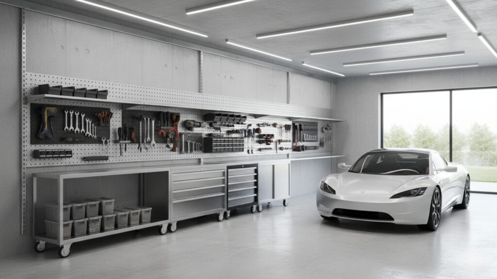 Wall-Mounted Shelving for Smart Garage Space Utilization