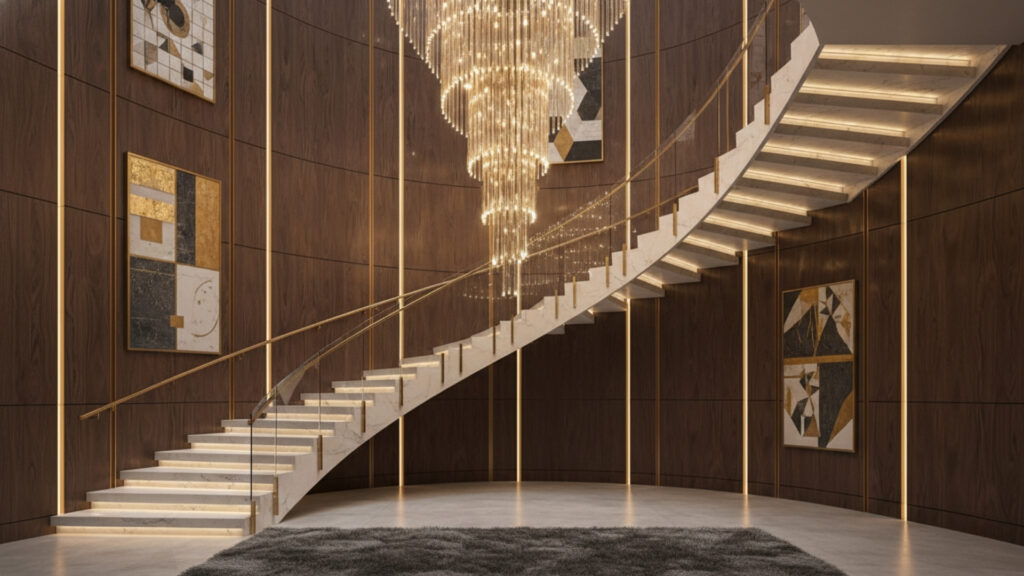 wall paneling design ideas for textured and luxurious staircase look