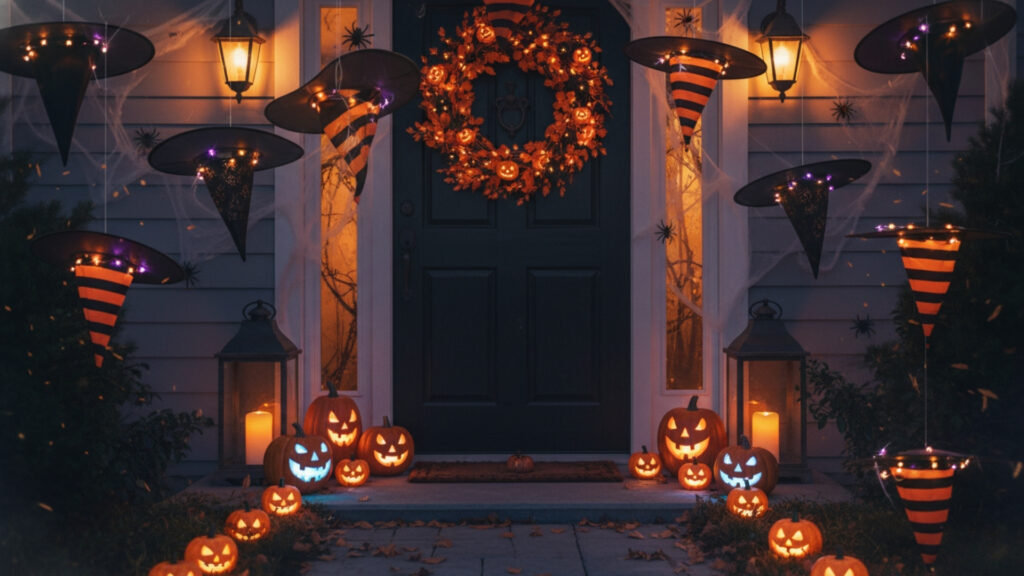 Witch Hat Door Display Ideas for Halloween Decor