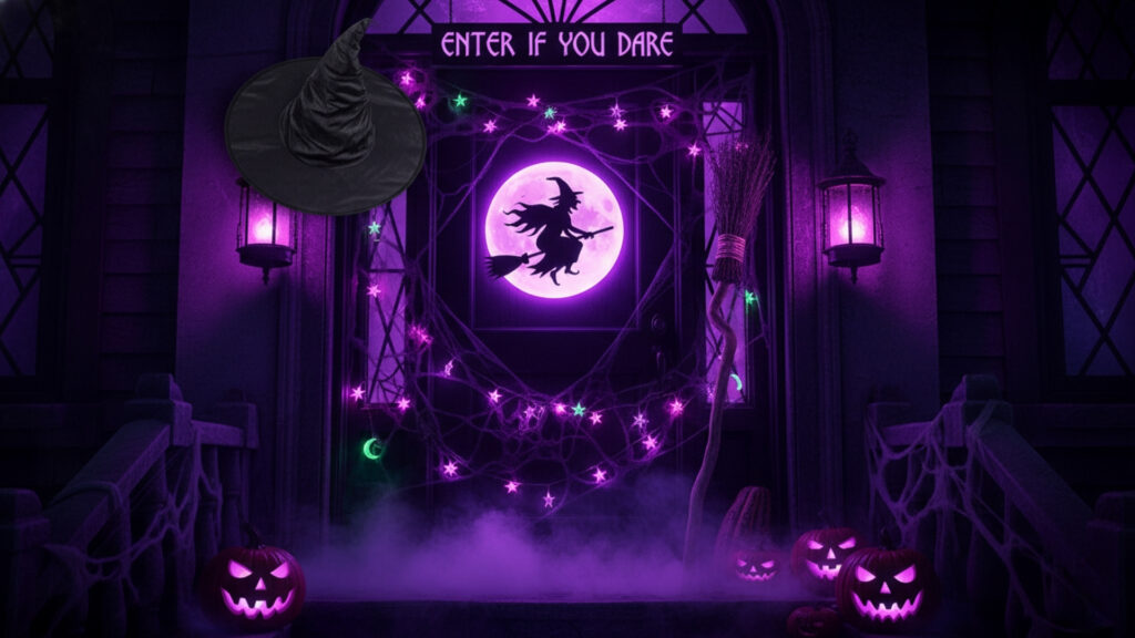 Witch-Themed Halloween Door Decoration Ideas
